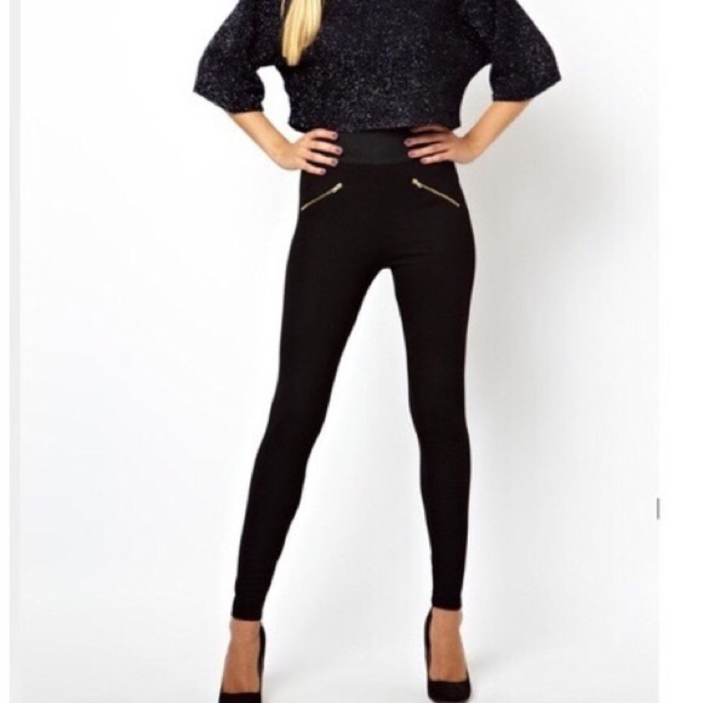 Zara Black Leggings with Zippers